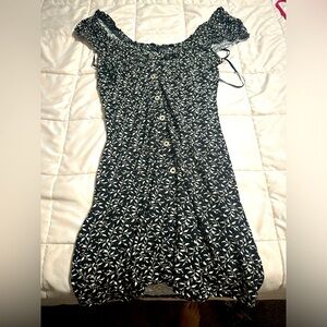 Black Leaf Fitted Dress